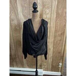 Nastygal Black Long Sleeve Cow Neck Bodysuit Size 4 Womens One Piece